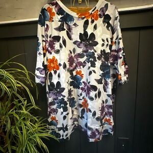 Simply‎ Vera Wang Pullover Sweater 3/4 Sleeve Lightweight Floral Gray Women's XL